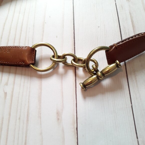 LRL Braided Leather Stretch Belt with Gold Toggle Closure/Buckle Brown Size M - Picture 4 of 15
